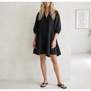 Apiece Apart Black Linen Dress Womens Medium Oversized Minimalist Resort Capsule